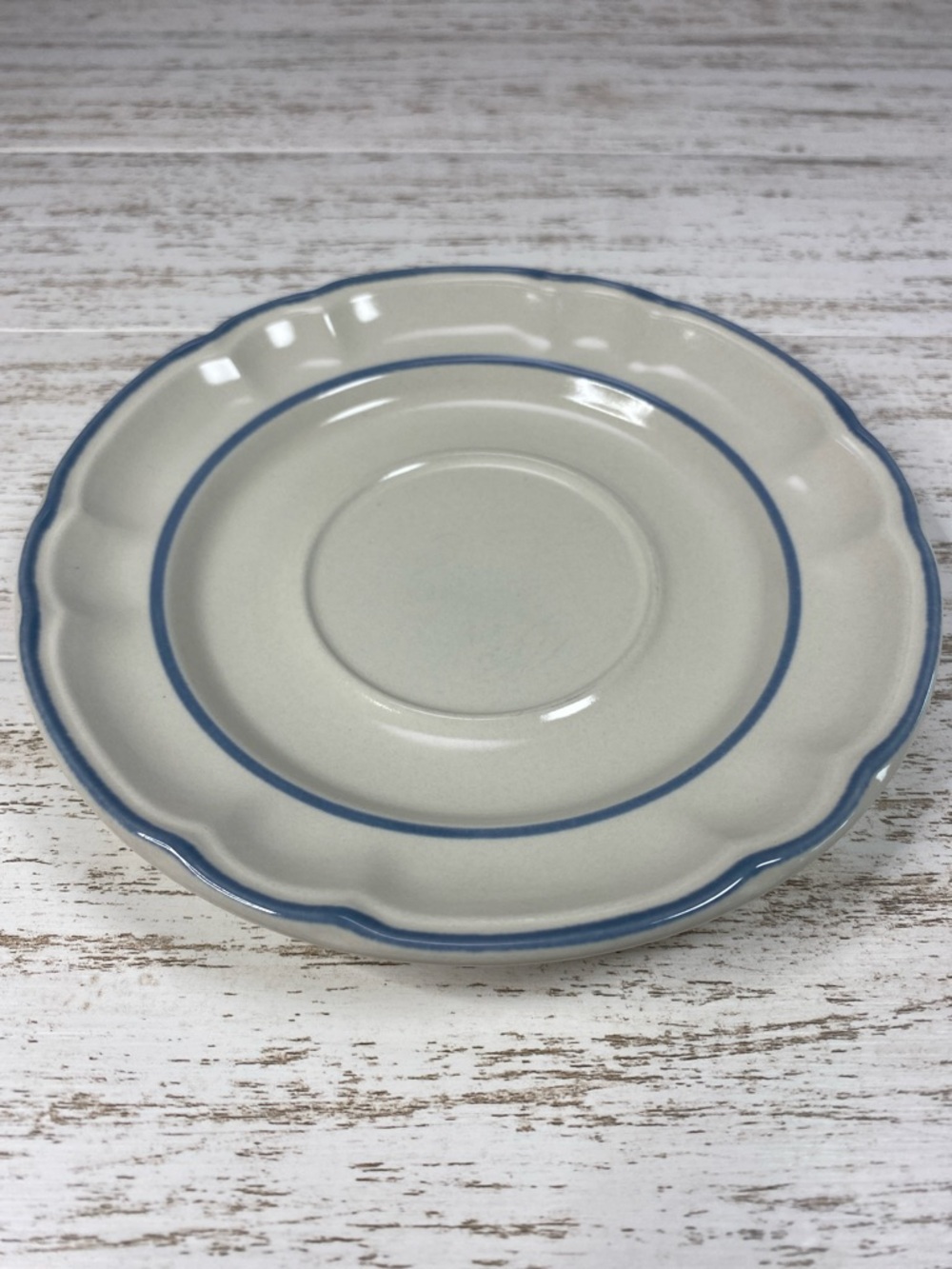 Vintage Cordella Bluet Scalloped Porcelain Saucer Plate Cream Blue 6"